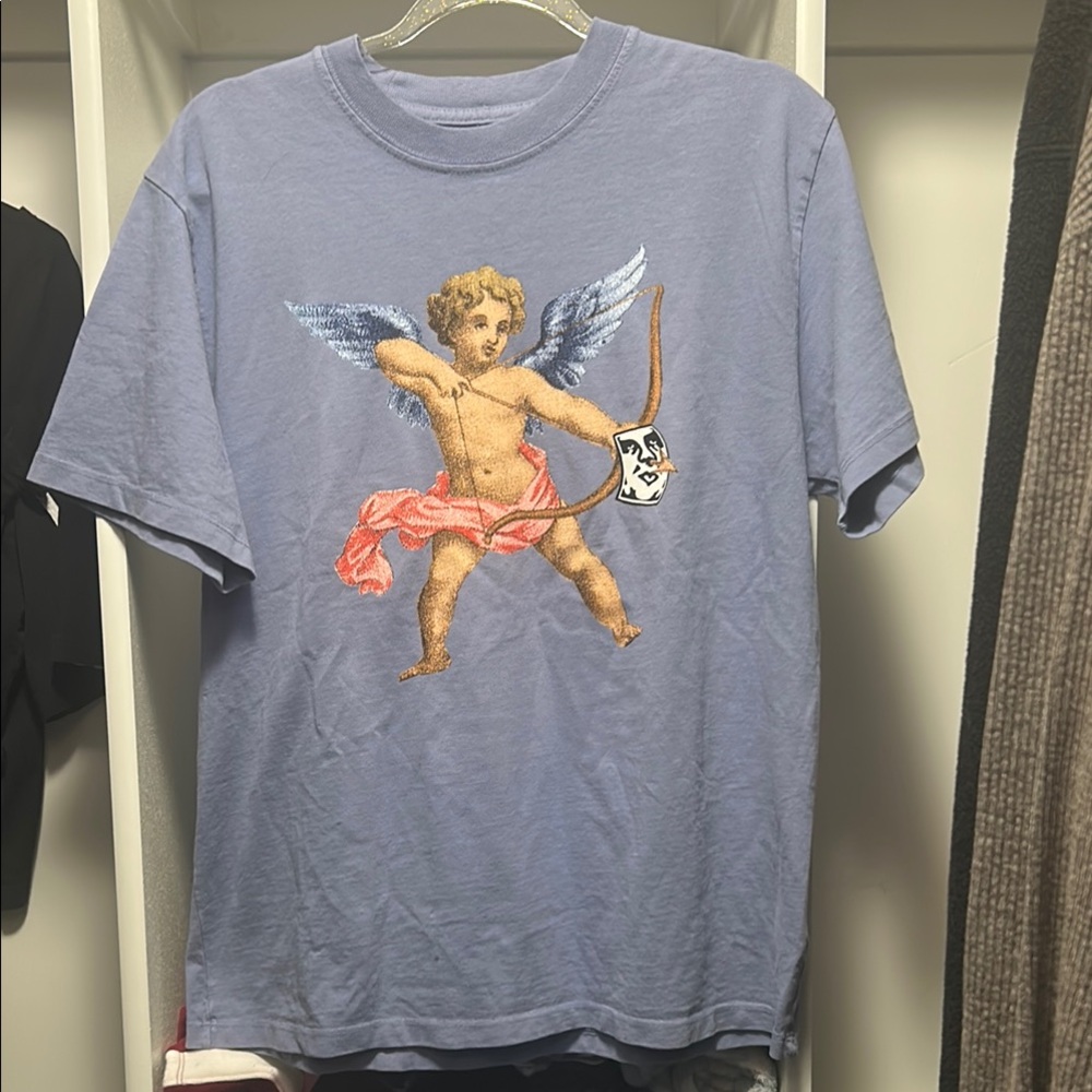 Blue Graphic T-Shirt with Angel Design